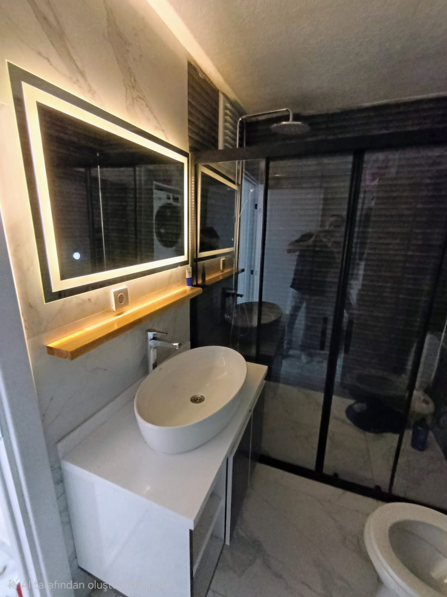 Mermer Tezgahlı Çanak Lavabolu Banyo