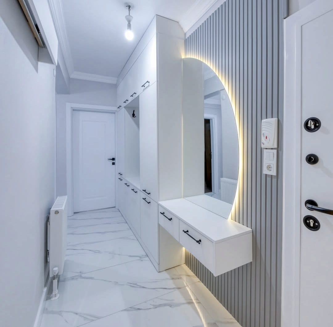 Doğal Ahşap Nişli Modern Portmanto